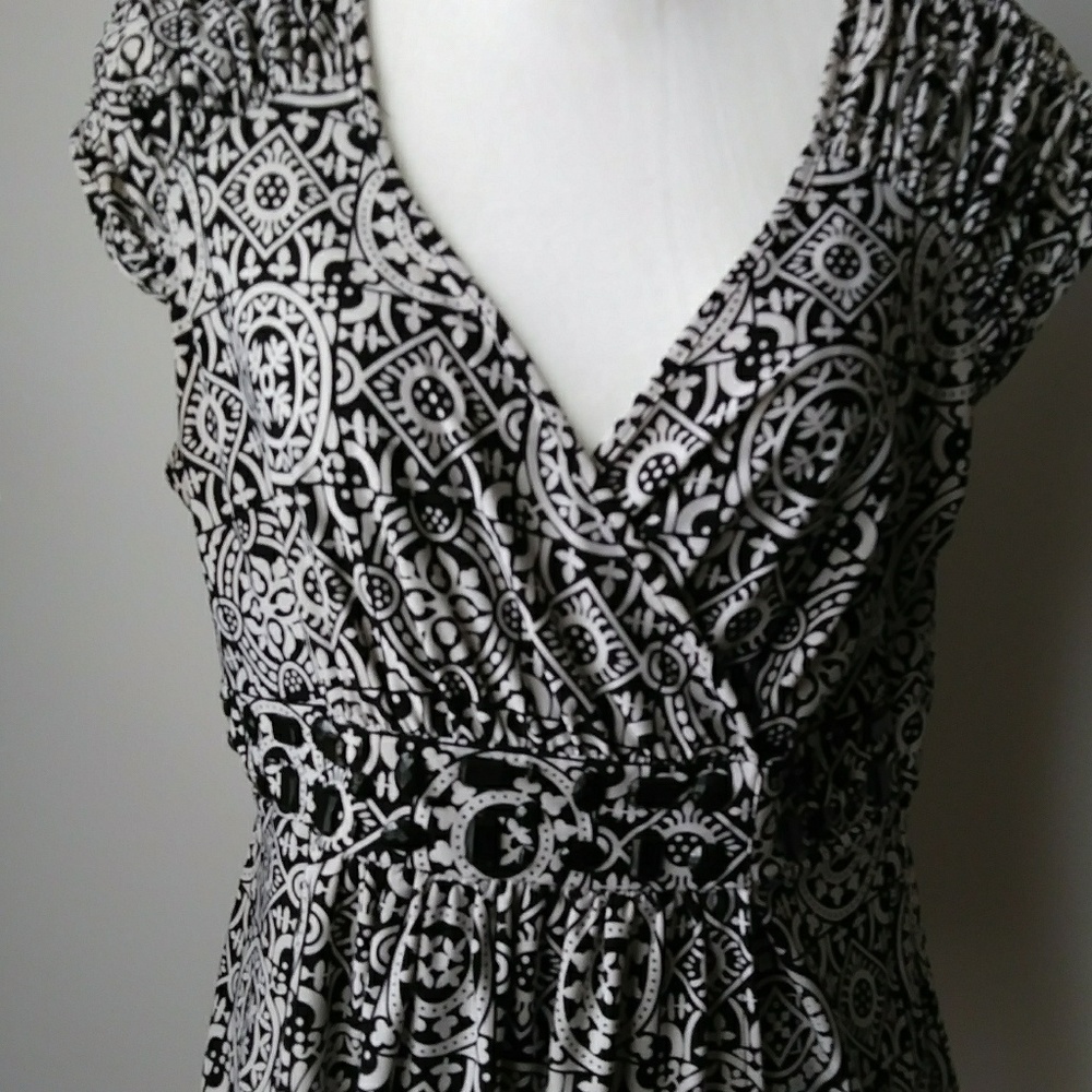 R.Q.T Geometric Embellished Faux Wrap Blouse